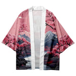 Veste kimono rose fleur de cerisier