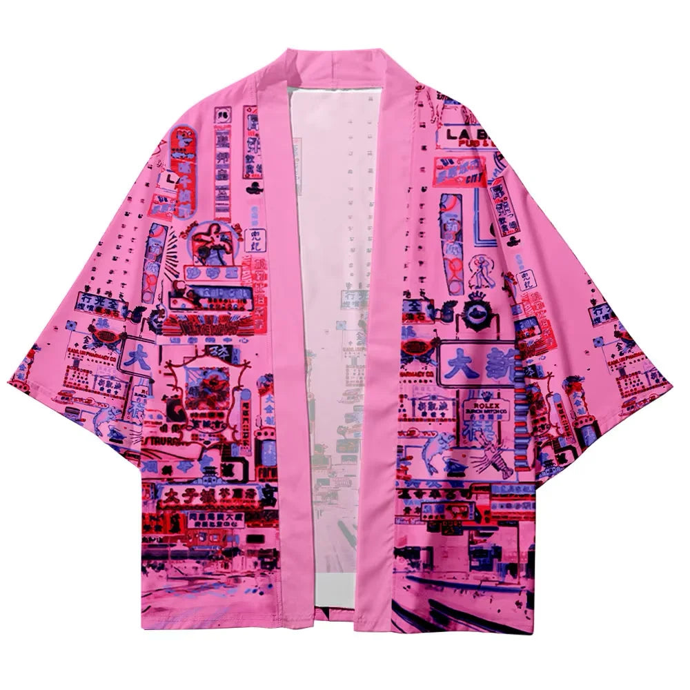 Veste kimono rose streetwear