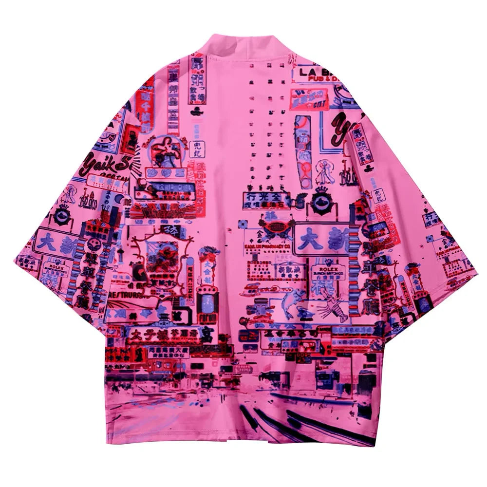 Veste kimono rose streetwear