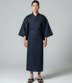 Yukata Homme bleu marine rayé