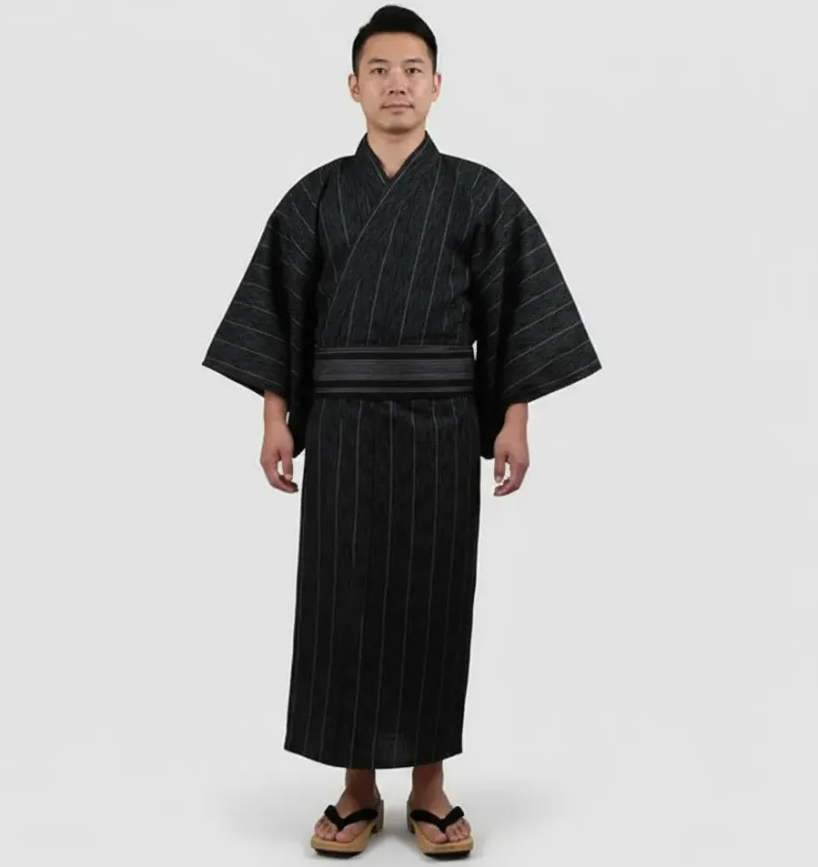 Yukata Homme noir rayure