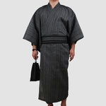 Yukata Homme gris rayé