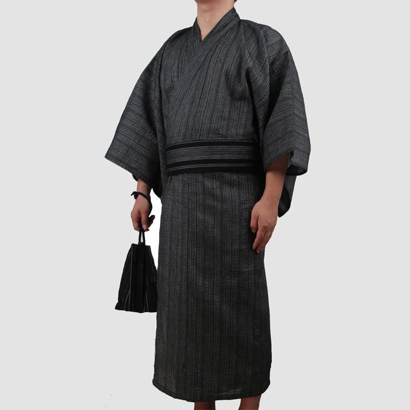 Yukata Homme gris rayé