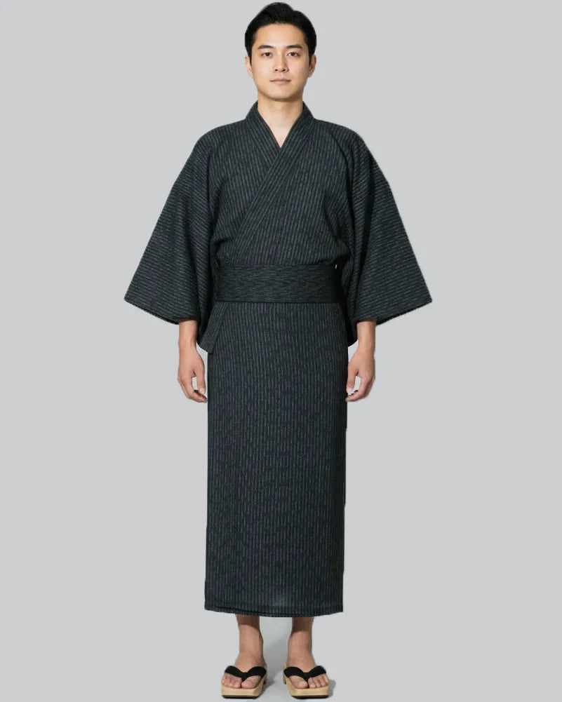 Yukata Homme bleu rayé