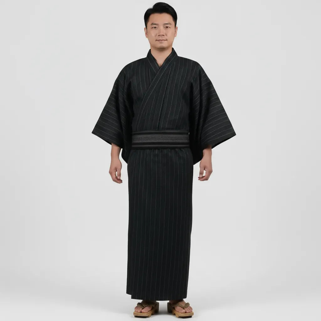 Yukata Homme noir rayé