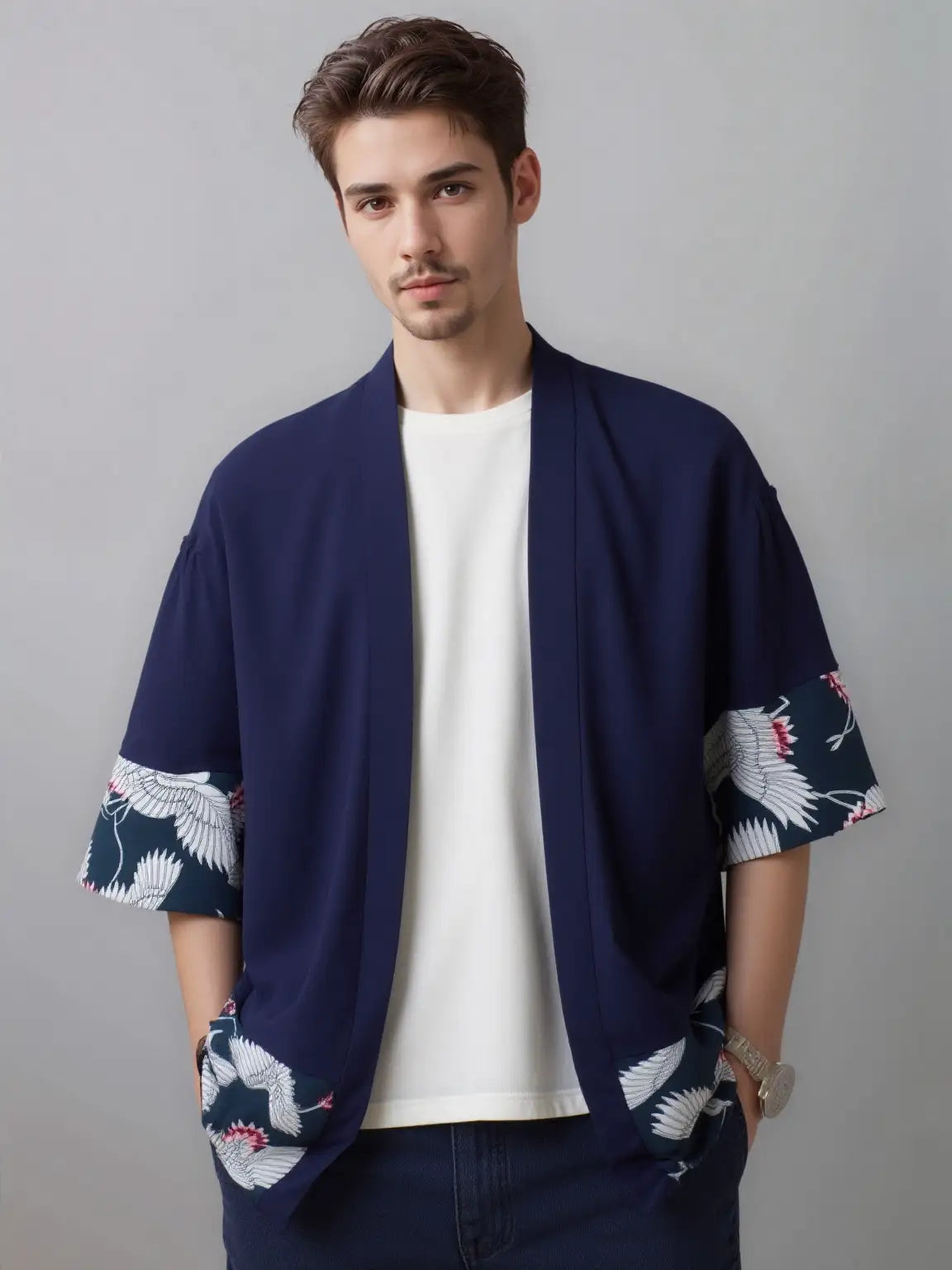 Cardigan Kimono homme Bleu