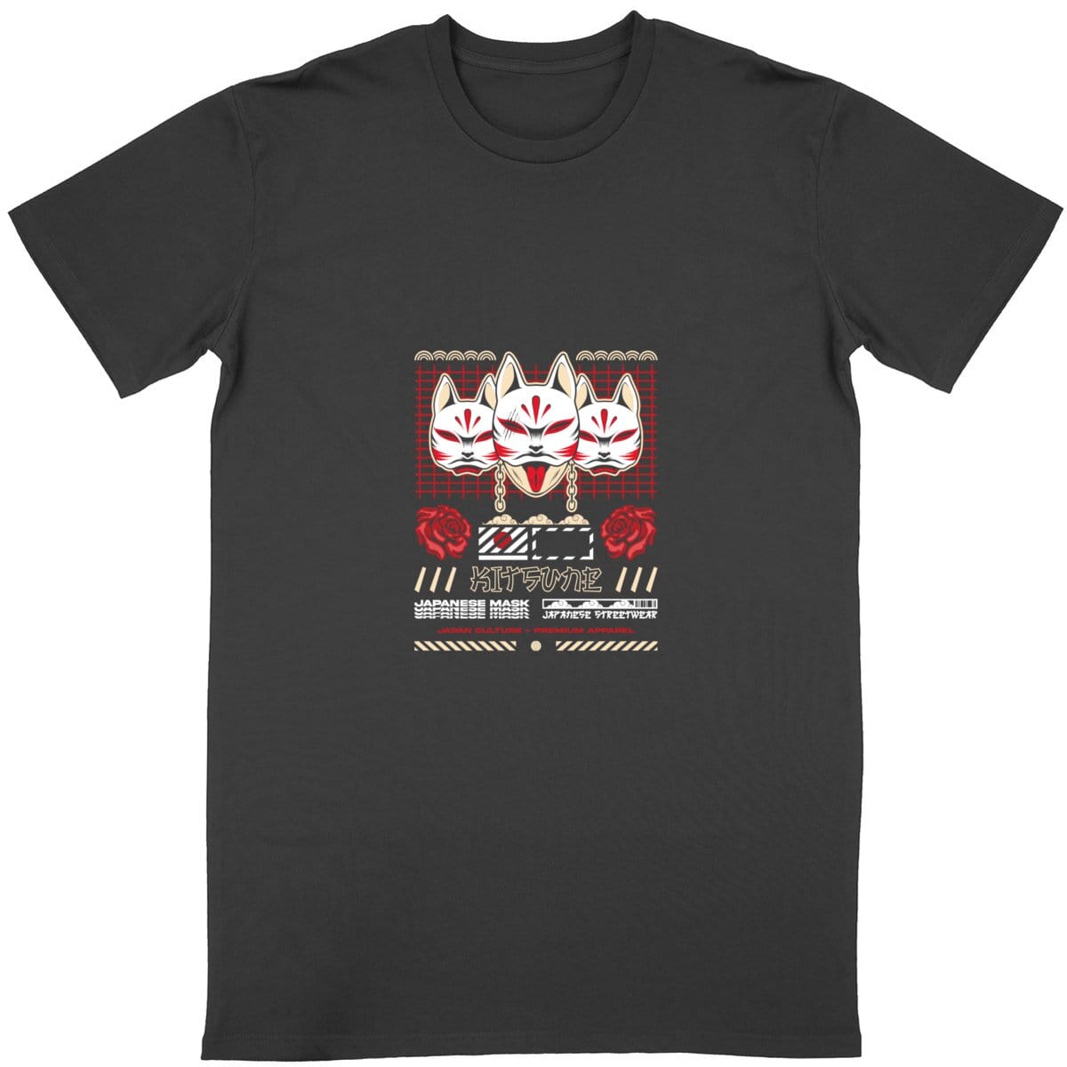 Noir / S T-shirt japonais Kitsune
