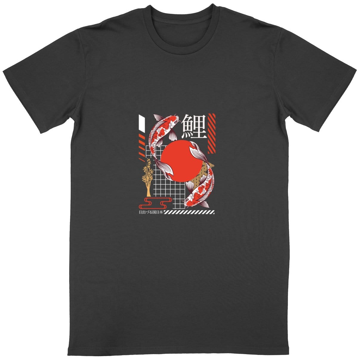Noir / S T-shirt Japonais Carpe Koi