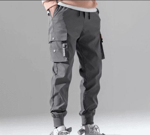 Gris / S Pantalon streetwear cargo