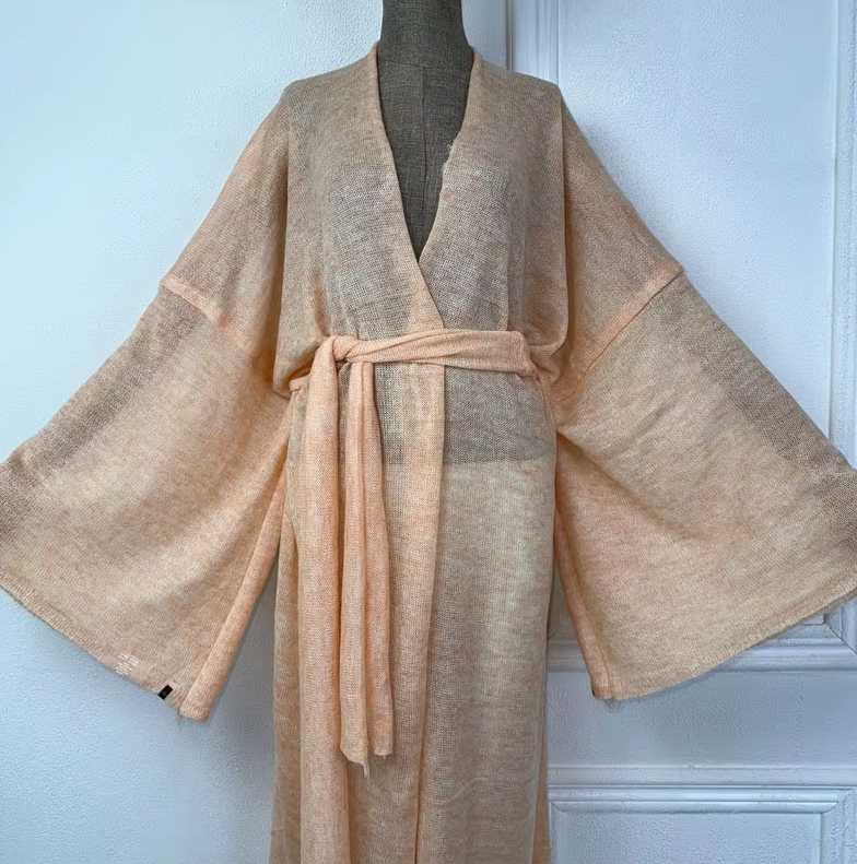 Kimono femme laine beige