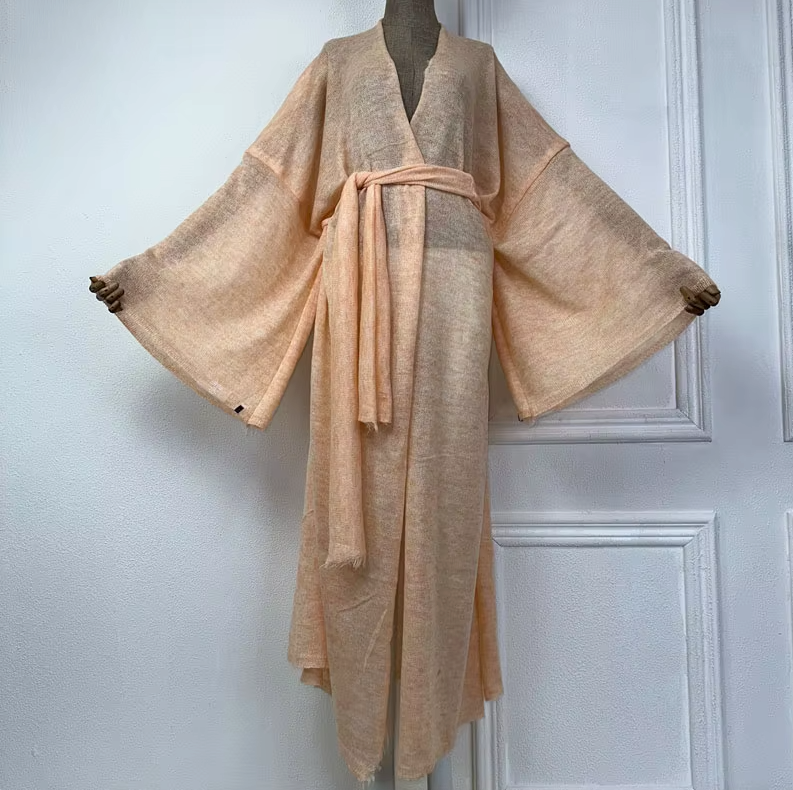 Kimono femme laine beige