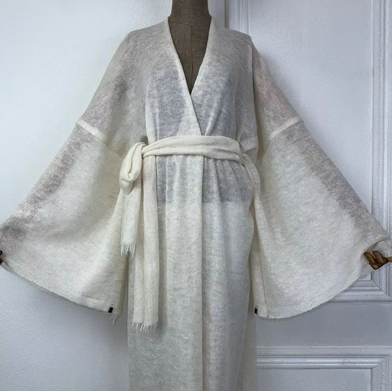 Kimono femme laine blanc