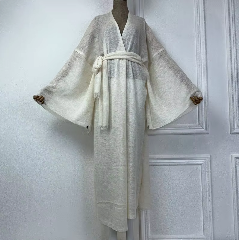 Kimono femme laine blanc