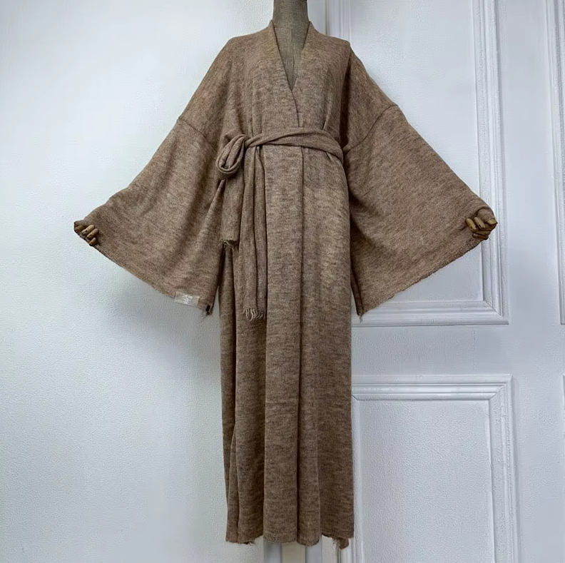 Kimono femme laine marron