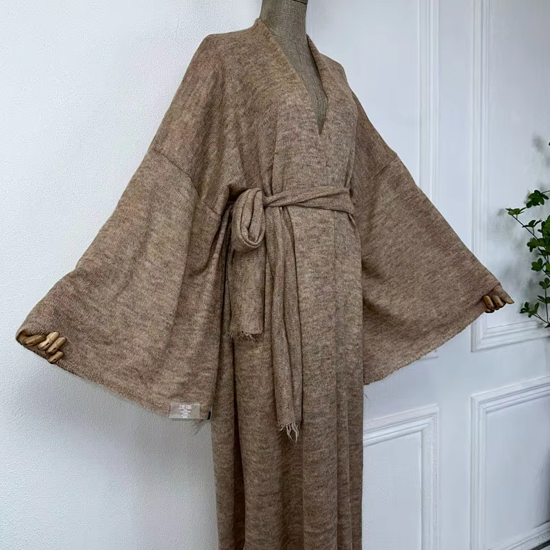 Kimono femme laine marron