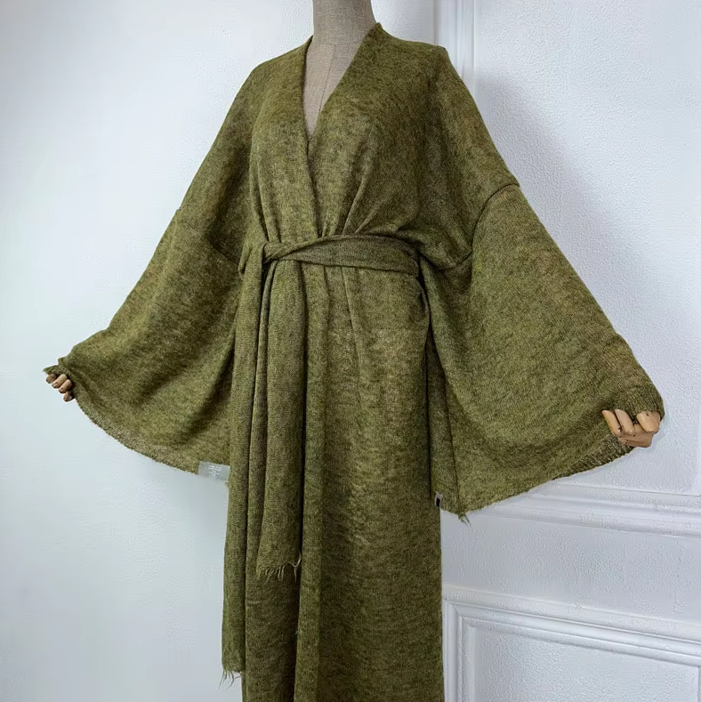 Kimono femme laine vert