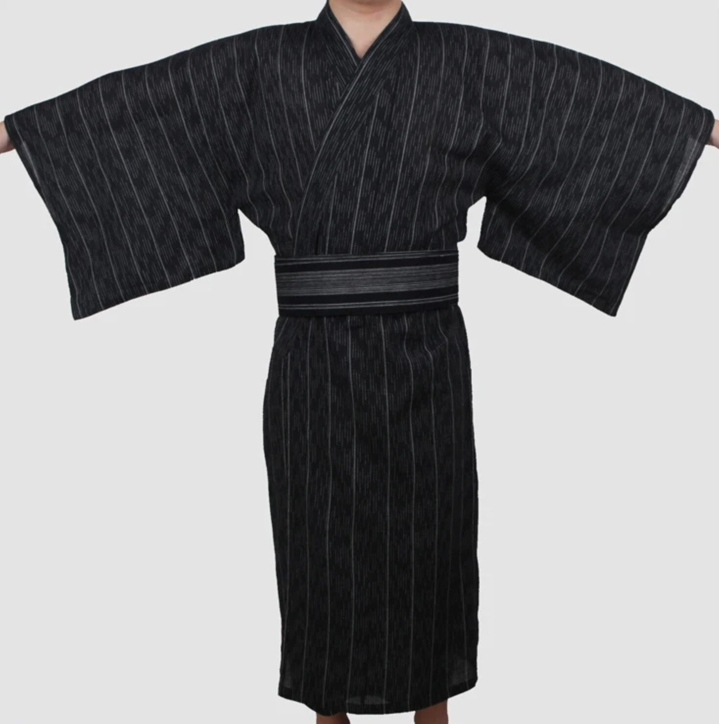 Yukata Homme noir rayure