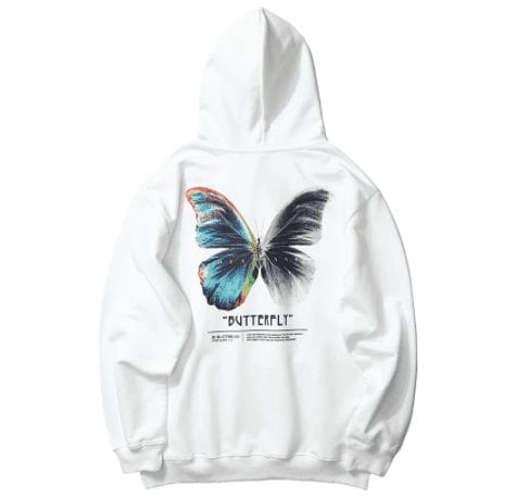 S / Blanc Pull japonais Papillon