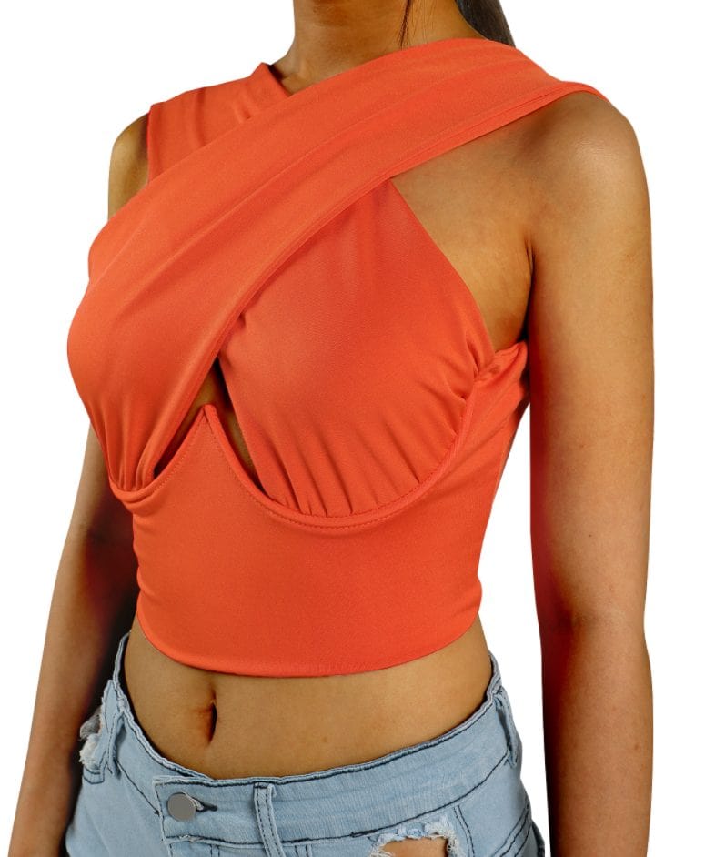 S / Orange Crop-top sexy