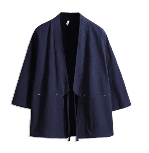 Kimono bleu en lin