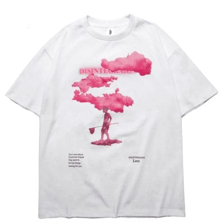 M / Blanc T-shirt japonais destroy