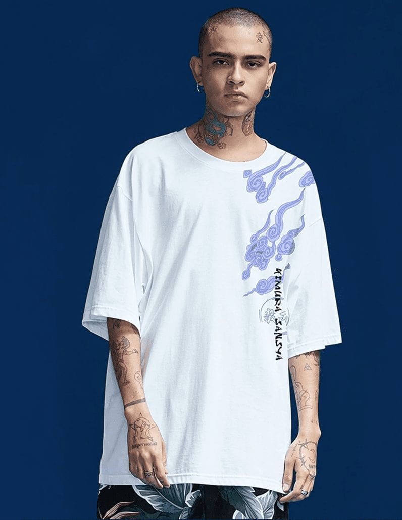 XS / Blanc T-shirt japonais dragon des eaux